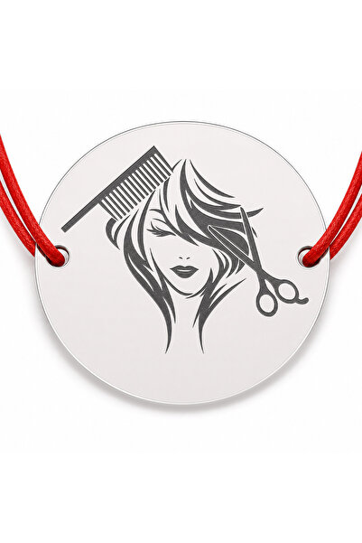 Simoshop Brățară argint 925 cu bănuț hairstyle, șnur reglabil — cadou coafeză
