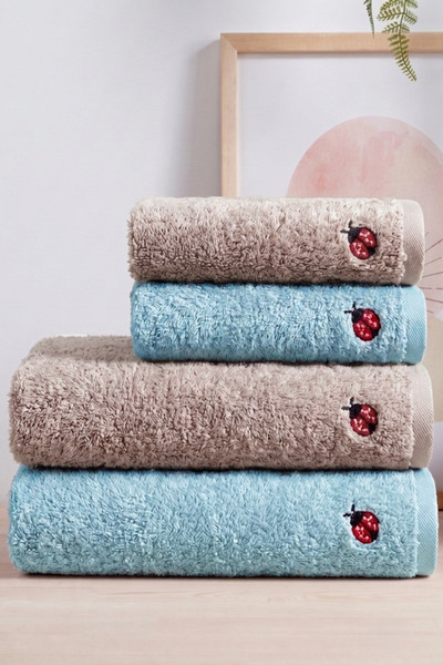 Bersay Tekstil Lena 4-Piece 100 Cotton Embroidered Hand - Face - Head / Kitch...