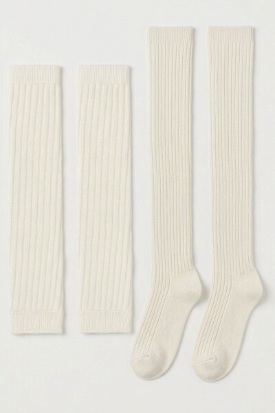 COTENCONCEPT Girl's Set of 2 Over-The-Knee Socks & Ribbed Leggings (Ages 5-10)