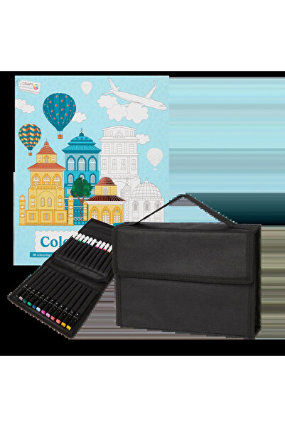 Decotime Set Carte de Colorat Antistres Urban + 36 Markere Husa, 96 pagini