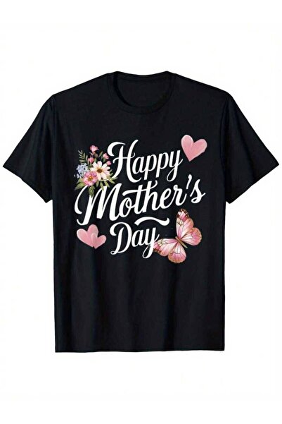 26LIK Plus Size Happy Mother'S Day T-Shirt | Floral Heart Print With Cursive ...