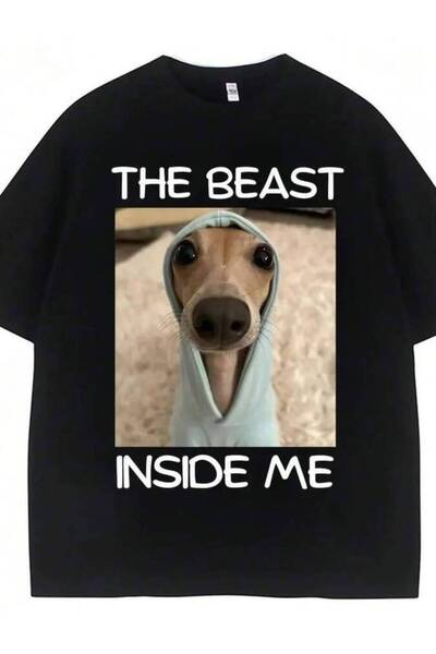 29CUN تي شيرت The Beast Inside Me Funny Dog Meme للسيدات ذو جودة عالية، تي شي...