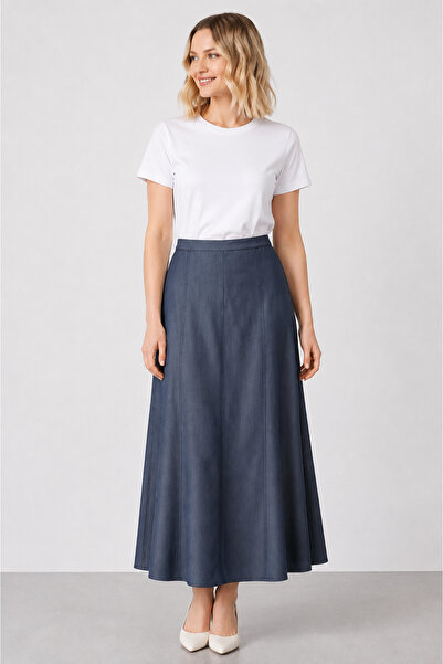 bihan store Women's High Waist Draped Pieced Ges Skirt Y26-113-35-Blue