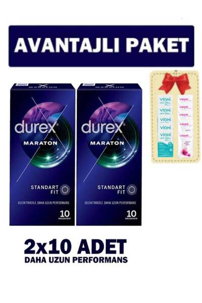 Durex Maraton Geciktiricili 2 x 10'lu Prezervatif+5x5 ml Kayganlaştırıcı Jel-...