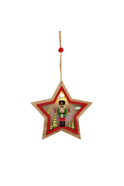 Rao Ornament de Brad, cu Lumini Led, din Lemn, Figurina Spargatorul de Nuci, ...