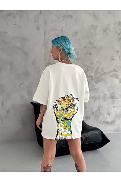 Wear Up Unisex bicycle collar printed oversize t-shirt - white