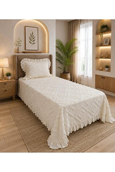 Madamca TEK KİŞİLİK BÜYÜK BAKLAVA DESENLİ PİKE TAKIMI