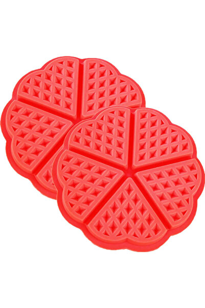 STARSTAR Two silicone heart-shaped waffle molds, baking molds, red waffles.