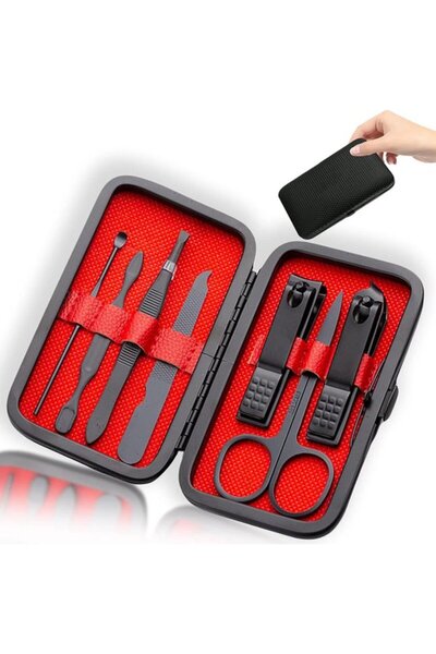 STARSTAR 7-Piece Professional Stainless Steel Nail Care Set with Leather Case...