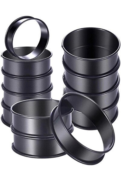 STARSTAR 12-Piece 10.5x2.5 cm Black Stainless Steel Mousse Cake Ring Set