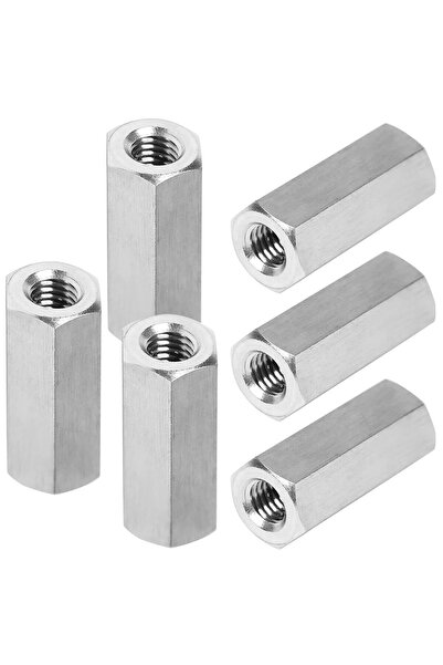 STARSTAR 6-piece M10 x 1.5 pitch 30 mm long hexagonal coupling nuts, 17 mm wi...