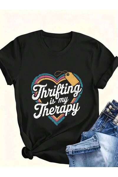NOURAM Women's Plus Size Shop Graphic T-Shirt Retro Thrift Lover With Heart &...