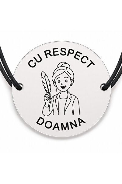 Simoshop Brățară argint 925 cu bănuț gravat doamna profesoară cu penița, șnur...