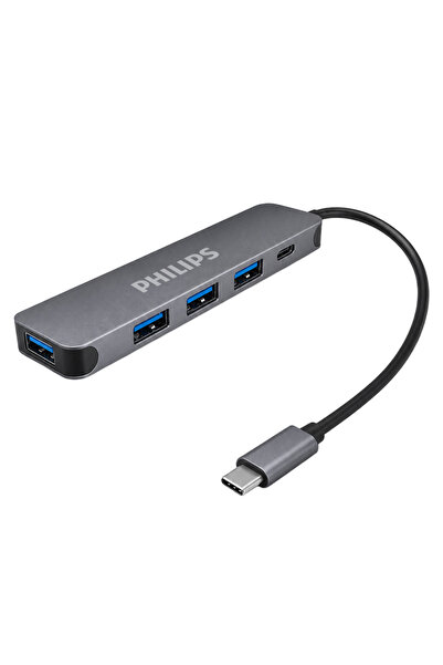 Philips SWR1607K/93 USB-C 5'İ 1 ARADA HUB ÇOKLAYICI - 4 PORT USB 3.0 + 60W PD...