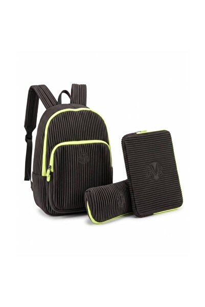 Bmr School Bag in Black, 3 Pieces – Backpack + iPad Bag + Pencil Case – Pract...