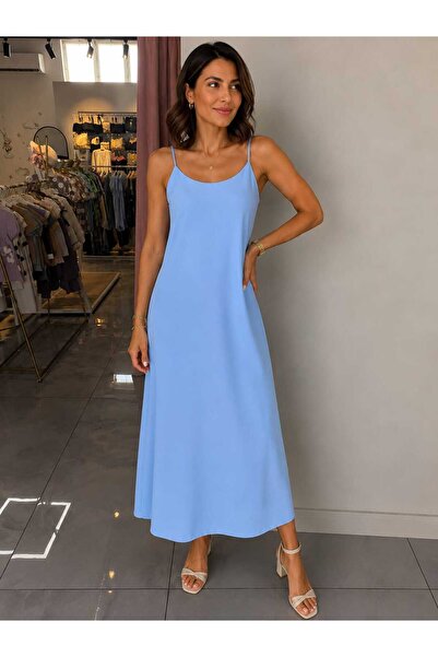 kidsense Maxi Length Women's Textured Cotton Dress with Adjustable Straps