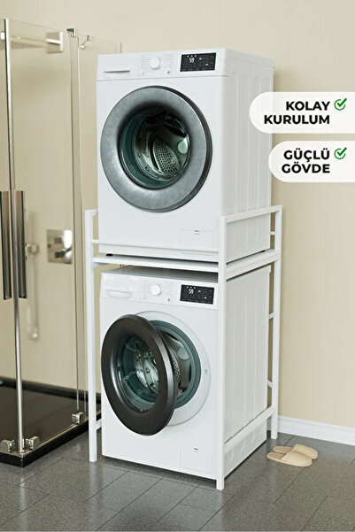 Devin Dekor Mobilya Çamaşır Makinesi Dolabı-Kurutma Makinesi Dolabı - Metal B...