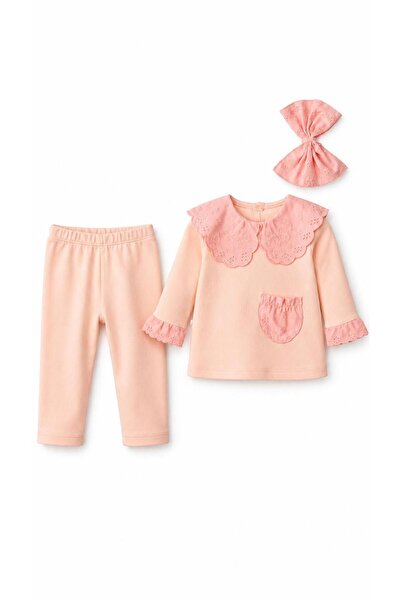 Oz Baby Baby Girl Lace Collar 3-Piece Set with Bandana and Cotton Tights, 3-1...