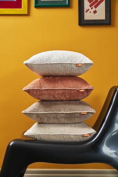 THE KUN White Plain Chenille Textured 2-Piece Throw Pillow Cover Set with Piping Detail