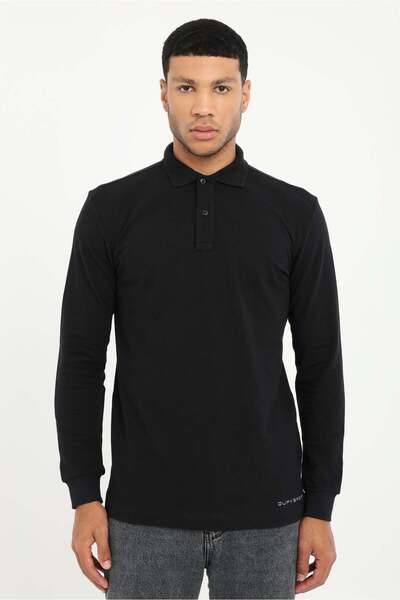 Dufy Erkek Regular Fit Polo Yaka Siyah Sweatshirt