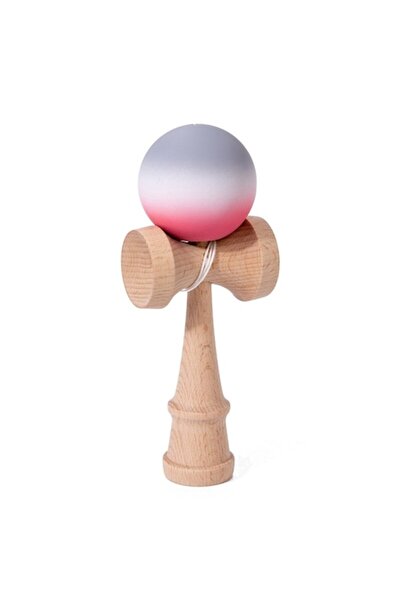 OEM Jucarie interactiva Kendama, 18 cm, Model Gradient 9, Rosu/Alb/Gri, Lemn