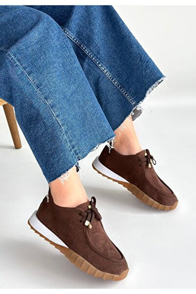 DMR Elegance Sier Brown Suede Lace-Up Sneakers