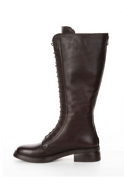 Pairs Republic Women's Genuine Leather Lace-Up Boots with Back Zipper