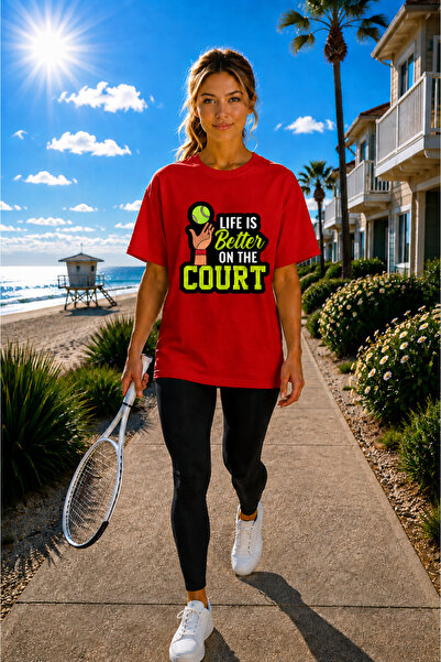 VODEXA Unisex Oversize Tennis Printed T-Shirt 100% Cotton Tennis Themed Comfo...