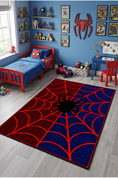 Aybek Home Örümcek Adam Temalı Dijital Baskılı Kaymaz Taban Yıkanabilir Çocuk...