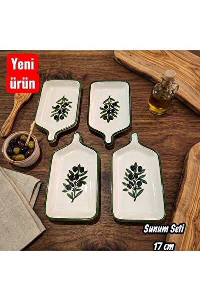 Ganita home Plate Pan Model Presentation & Breakfast Plate 17 cm 4 Pieces Olive