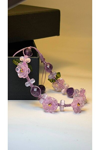 Gioriz Atelier Violet Bloom | El Yapımı Ametist ve Gül Detaylı Ayarlanabilir ...