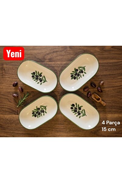 Ganita home Tabak Kayık Sunum&Kahvaltılık Çerez 4 Parça 15 cm Zeytin