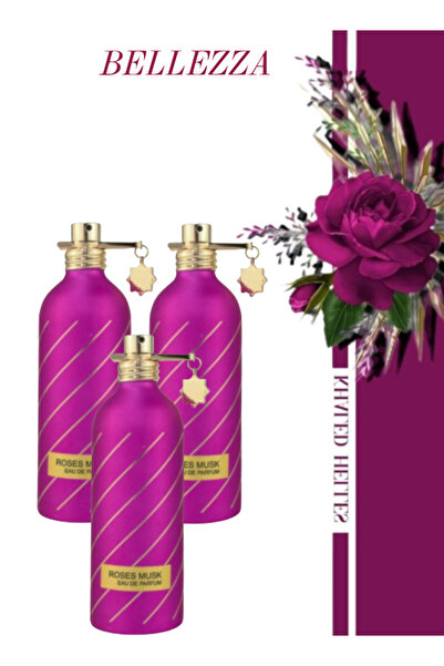 Bellezza 3 قطع عطر الورد والمسك 100 مل