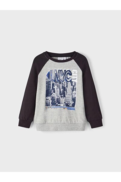 Name it Μπλούζα φούτερ "N.Y.C." γκρι μελανζέ