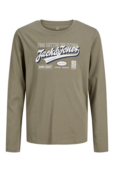 Jack & Jones Μπλούζα μακρυμάνικη αγόρι 12299579 "JJ Logo" χακί Vetiver