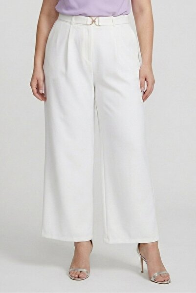 London Fog Women Regular Fit Solid Straight Leg Pants, White