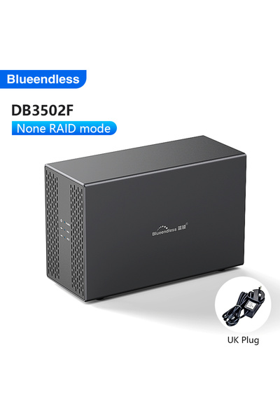 Choice5 DB3502F UK PLUG Blueendless Dual Bay Shell Heat Dissipation 3.5 USB 3...