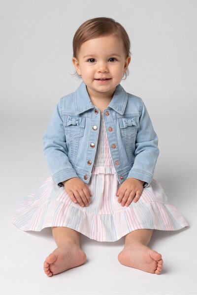NANETTE LEPORE Toddlers Girl 2 Pcs Denim Jacket And Dress Set, Multicolor