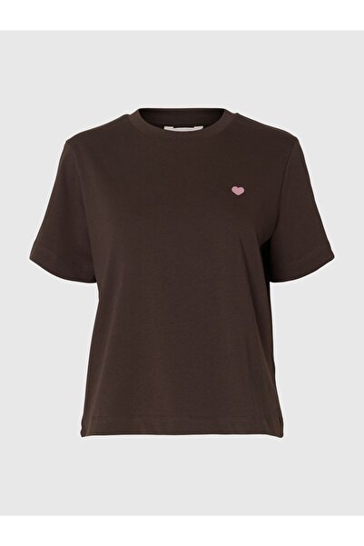 SELECTED Tricou cu guler rotund, croială boxy, statement