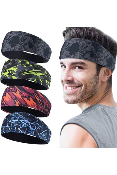 STARSTAR Men's Sports Headbands - 4-Pack - Sweat-wicking Headbands - Fitness ...