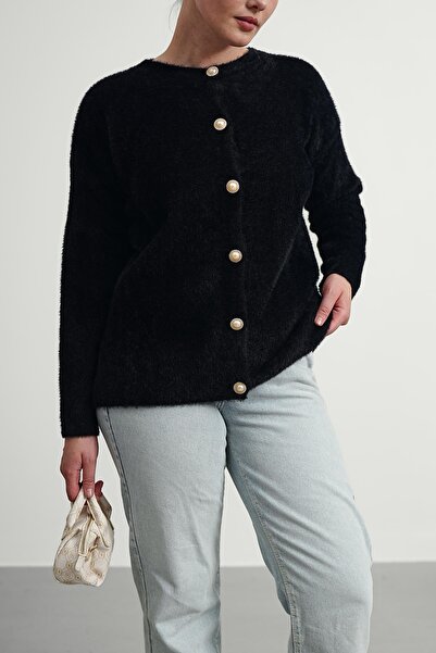 Gülce moda Women's Soft Plush Look Beard Knitwear Cardigan Jacket