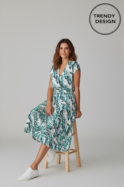 Trendy Design Καλοκαιρινό Φόρεμα Μίντι – Φλοράλ Σχέδιο και Καθημερινή Άνεση