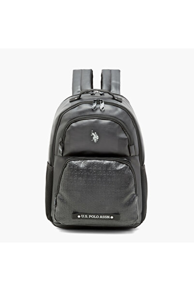 U.S. Polo Assn. US POLO ASSN. Logo Textured Backpack with Adjustable Straps -...
