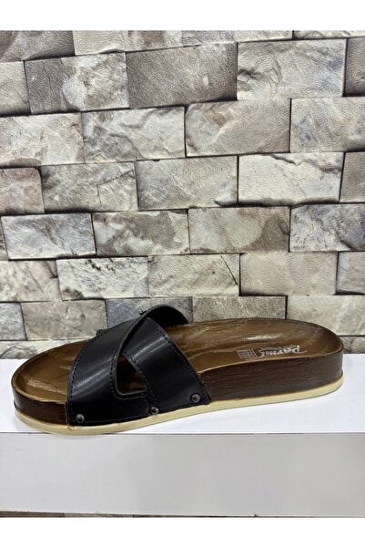 PARMİ Orthopedic Comfort Anatomical Poly Sole Wooden Bark Patterned Water Resistant Indoor and Outdoor Women's Slippers