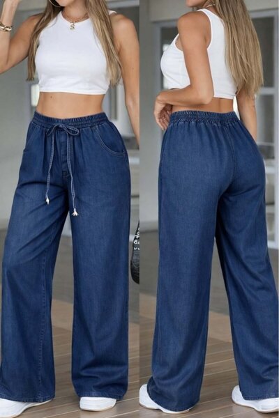 oniks store Women's High Waist Elastic Lace-Up Jeans