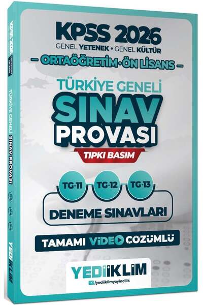 Yediiklim Yayınları 2026 KPSS Ortaöğretim Ön Lisans GY-GK Türkiye Geneli Sına...