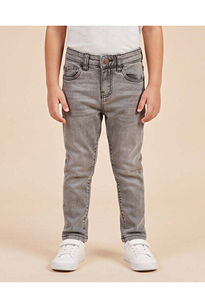 REDTAG Boys Grey Plain Denim Jeans