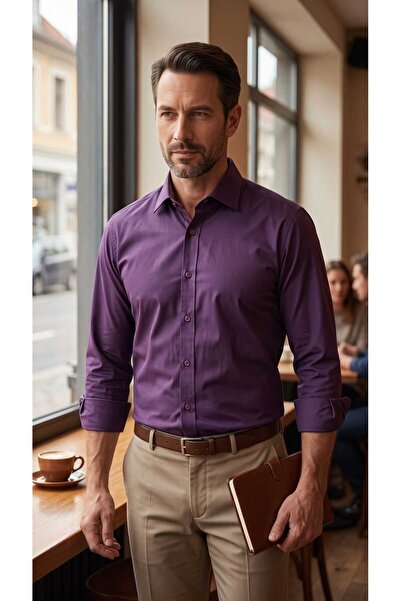 Louis Fabel Plain Long Sleeve Lycra Men's Shirt