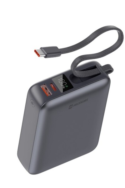 SWISSTEN Baterie externă cu afișaj LCD, cablu USB-C, 20000 mAh, 45W, compactă