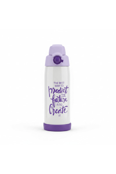 AKDC Spanis Home Purple & White Stainless Steel Vacuum Bottle - 600 ml